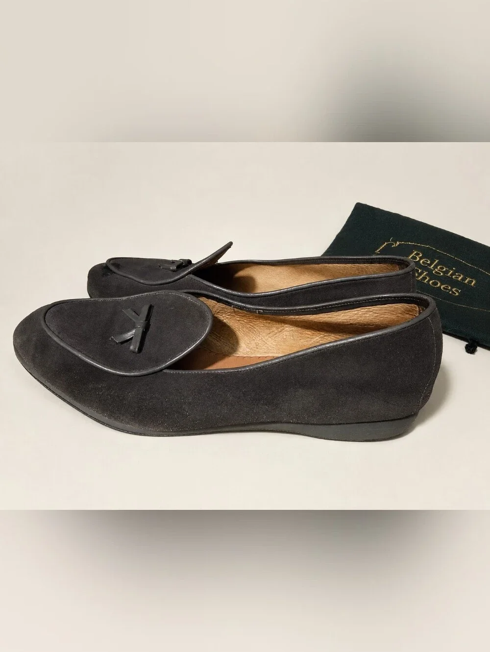 Belgian Shoes Midinette Grey Suede Loafers 8.5WW Fits US 9.5 Discontinued
